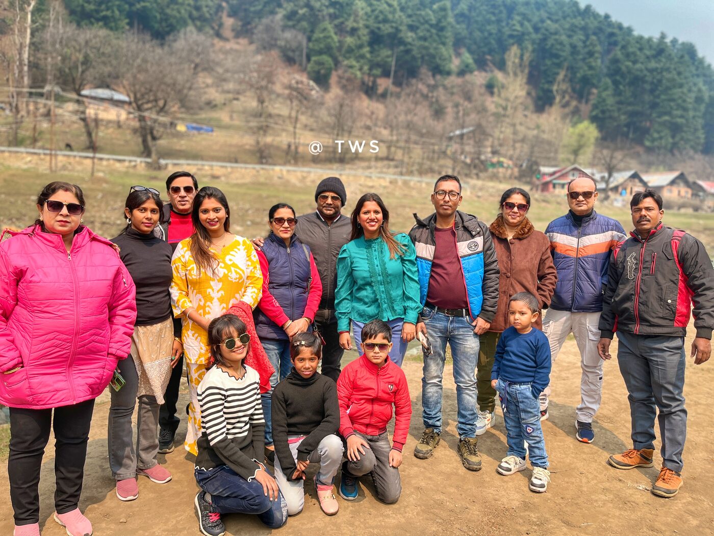 Family group in a Himachal pine forest